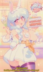 Rule 34 | 1girl, angry, animal ear fluff, animal ears, artist name, blue hair, bluethebone, blush, braid, breasts, butt crush, commentary, cream on body, cream on breasts, english commentary, food, highres, hololive, large breasts, long hair, looking at viewer, looking back, mature female, patreon username, pekomama, pussy juice, rabbit ears, rabbit girl, retro artstyle, smile, thick thighs, thighs, usada pekora, virtual youtuber, white hair