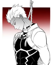 Rule 34 | 1boy, archer (fate), bad id, bound, dark-skinned male, dark skin, fate/stay night, fate (series), male focus, mayuki (ubiquitous), noose, solo, tied up (nonsexual)
