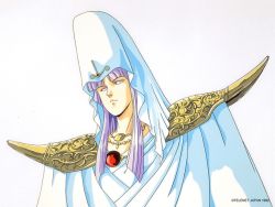 Rule 34 | 1990s (style), 1992, 1girl, cape, company name, copyright notice, game, jewelry, light purple hair, long hair, mugen senshi valis, nec, necklace, official art, pc engine, purple hair, retro artstyle, sidelocks, simple background, solo, telenet japan, valia, white background