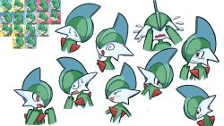 Rule 34 | &gt; &lt;, + +, 1boy, @ @, ^ ^, anger vein, angry, baileyi, black eyes, blue hair, blush, bright pupils, clenched hands, closed eyes, closed mouth, colored skin, constricted pupils, covering own eyes, creatures (company), derivative work, flying sweatdrops, gallade, game freak, gen 4 pokemon, green hair, green skin, hair over one eye, hand to own mouth, hands up, happy, highres, light blush, looking down, male focus, mohawk, multicolored hair, multicolored skin, multiple views, nervous, nintendo, one eye covered, open mouth, pokemon, pokemon (creature), pokemon mystery dungeon, raised eyebrows, red eyes, reference inset, sad, short hair, sideways mouth, simple background, smile, surprised, sweat, two-tone hair, two-tone skin, upper body, wavy eyes, wavy mouth, white background, white pupils, white skin, wide-eyed