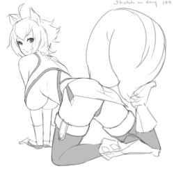 Rule 34 | 1girl, all fours, animal ears, antenna hair, arc system works, ass, blazblue, blazblue: continuum shift, boots, breasts, eu03, from behind, greyscale, large breasts, looking back, makoto nanaya, microskirt, monochrome, panties, pantyshot, revealing clothes, short hair, sketch, skirt, solo, squirrel ears, squirrel tail, tail, thighhighs, underboob, underwear, upskirt