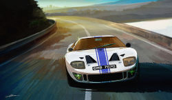 Rule 34 | blurry, blurry background, car, commentary request, day, film grain, ford gt40, headlight, m.m (chosuke320), motor vehicle, no humans, original, outdoors, road, shadow, signature, vehicle focus, wipers