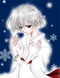 Rule 34 | 00s, bracelet, ichinomiya kantarou, japanese clothes, jewelry, lowres, male focus, miko, silver hair, solo, tactics