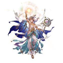 Rule 34 | 1boy, armlet, bare shoulders, belt, bra, brown hair, full body, gold choker, gran (granblue fantasy), granblue fantasy, holding, holding staff, iatromantis (granblue fantasy), jewelry, minaba hideo, official art, ring, sandals, solo, staff, third-party source, transparent background, underwear