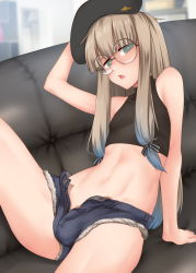 Rule 34 | 1boy, bulge, captain nemo (fate), fate/grand order, fate (series), glasses, hat, highres, long hair, male focus, mole, mole under eye, mole under mouth, nemo (fate), professor nemo (fate), short shorts, shorts, solo, trap