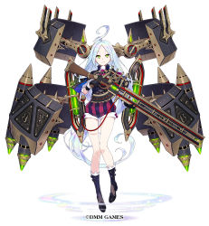 Rule 34 | 1girl, ahoge, black footwear, black gloves, black shirt, boots, character request, commentary request, copyright notice, finger on trigger, full body, fuyuno yuuki, gertrud barkhorn, gloves, gun, holding, holding gun, holding weapon, long hair, machinery, md5 mismatch, official art, oshiro project:re, parted bangs, resolution mismatch, shirt, short shorts, short sleeves, shorts, silver hair, solo, source larger, striped clothes, striped shorts, vertical-striped clothes, vertical-striped shorts, very long hair, watermark, weapon, white background