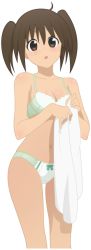 Rule 34 | 1girl, absurdres, bra, breasts, female focus, highres, lingerie, panties, sawanatsu kotone, simple background, softenni, solo, towel, transparent background, underwear, vector trace