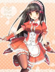 Rule 34 | 1girl, :d, ara haan, ara han, bad id, bad pixiv id, black hair, blouse, blush, bow, bowtie, brown thighhighs, elsword, frilled hairband, frilled thighhighs, frills, hair bow, hairband, holding, holding weapon, icedango (dpopic3), leg up, long hair, looking at viewer, open mouth, orange shirt, orange skirt, pleated skirt, polearm, red bow, red bowtie, shirt, short sleeves, skirt, smile, solo, standing, standing on one leg, thighhighs, very long hair, weapon, wrist cuffs, yellow eyes