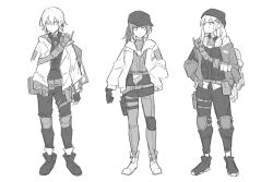 Rule 34 | 3girls, agent 416 (girls&#039; frontline), agent vector (girls&#039; frontline), baseball cap, closed mouth, commentary request, dima (girls&#039; frontline), expressionless, genderswap, genderswap (mtf), girls&#039; frontline, gloves, greyscale, hair between eyes, hat, jacket, knee pads, long hair, long sleeves, mask, monochrome, multiple girls, pantyhose, ponytail, short hair, sidelocks, simple background, sketch, skirt, tom clancy&#039;s the division, white background, xinhao