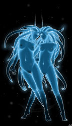 Rule 34 | 2girls, bael, black background, blue skin, blue theme, breasts, capcom, colored skin, dark background, devil may cry, devil may cry (series), devil may cry 4, dmc, long hair, mandiflick, monochrome, monster girl, multiple girls, nipples, nude, pussy, rusalka (devil may cry), uncensored, when you see it