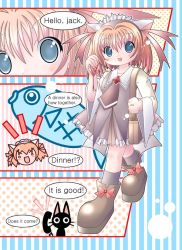 Rule 34 | animal ears, ankle boots, bag, blue eyes, boots, cat, cat ears, cellphone, cellphone strap, comic, english text, engrish text, fish, handbag, maid headdress, o o, phone, quality, ranguage, zoom layer