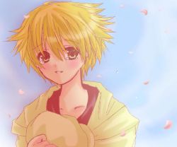 Rule 34 | 00s, beret, blonde hair, cabbie hat, clannad, clannad after story, hat, male focus, minami to uri to, shima katsuki, short hair, solo, tears, yellow eyes