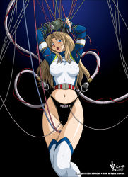 Rule 34 | 1girl, bondage, competition swimsuit, covered erect nipples, frontal wedgie, long hair, nyanko batake, one-piece swimsuit, original, swimsuit, wedgie