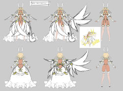 Rule 34 | 1girl, alternate costume, angel wings, animal ears, aoi nagisa (metalder), ass, bare legs, blonde hair, blue eyes, blush, breasts, cameltoe, character sheet, concept art, curvy, dark-skinned female, dark skin, earrings, fake animal ears, fake wings, fingernails, flat chest, full body, futaba lili ramses, garter straps, guitar, hair ribbon, heart, heart earrings, highleg, highleg leotard, highres, huge ass, instrument, jewelry, leotard, lilith-soft, long hair, looking at viewer, magical girl, narrow waist, official alternate costume, revealing clothes, ribbon, see-through, see-through leotard, sketch, small breasts, smile, solo, standing, taimanin (series), taimanin rpgx, tentacle and witches, thong leotard, translation request, twintails, very long hair, wide hips, wings