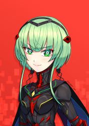 Rule 34 | 1girl, absurdres, android, armor, blue cape, cape, chest jewel, green hair, highres, ino (xenoblade), joints, mechanical arms, mechanical legs, neck, red armor, robot joints, smile, xenoblade chronicles (series), xenoblade chronicles 3