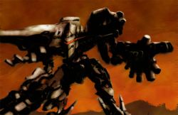 Rule 34 | aretha, armored core, armored core 4, from software, mecha, no humans, outdoors, plasma cannon, robot, sky, solo