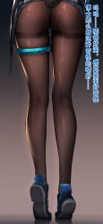 Rule 34 | 1girl, absurdres, amiya (arknights), anklet, arknights, ass, black skirt, blue footwear, brown pantyhose, clothes lift, clothing cutout, dildo under clothes, female focus, from behind, gradient background, grey background, highres, jewelry, legs, lower body, miniskirt, no panties, object insertion, pantyhose, plaid, plaid skirt, pleated skirt, rabbit tail, shoe soles, shoes, skindentation, skirt, skirt lift, solo, standing, tail, tail through clothes, ten no hoshi, thighband pantyhose, thighlet, tiptoes, translation request, upskirt, vaginal, vaginal object insertion