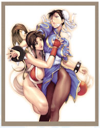 Rule 34 | 2girls, grabbing another&#039;s breast, breasts, capcom, chun-li, cleavage, crossover, fatal fury, from behind, grabbing, homare (fool&#039;s art), large breasts, multiple girls, shiranui mai, snk, street fighter, the king of fighters