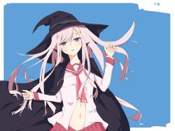Rule 34 | 1girl, bad id, bad pixiv id, blush, hat, inmir, long hair, looking at viewer, lucy maria misora, pink hair, purple eyes, school uniform, solo, to heart (series), to heart 2, witch hat