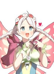 Rule 34 | 1girl, absurdres, ahoge, blue eyes, braid, breasts, butterfly wings, capelet, commission, commissioner upload, fairy, fairy wings, fire emblem, fire emblem fates, fire emblem heroes, flower, gradient clothes, green bracelet, hair flower, hair ornament, hair vines, hairband, highres, insect wings, leaf bracelet, low twin braids, low twintails, medium breasts, nina (fire emblem), nina (resplendent) (fire emblem), nintendo, official alternate costume, parted bangs, pink capelet, ptinaika, twin braids, twintails, white hair, wings