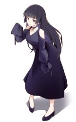 Rule 34 | 1girl, black hair, blunt bangs, bocchi the rock!, breasts, chin piercing, choker, colored inner hair, commentary request, goth fashion, highres, hime cut, long hair, long sleeves, medium breasts, multicolored hair, pa-san, piercing, sleeves past fingers, sleeves past wrists, smile, solo, tagme, tonogai yoshiki