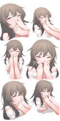 Rule 34 | 2girls, absurdres, barefoot, between toes, brown hair, chan sang, feet, femdom, foot focus, foot in mouth, foot on another&#039;s face, foot worship, highres, honkai: star rail, honkai (series), licking, licking foot, medium hair, multiple girls, multiple views, off-shoulder shirt, off shoulder, shirt, silver wolf (honkai: star rail), simple background, spread toes, stelle (honkai: star rail), toe sucking, toenails, toes, tongue, trailblazer (honkai: star rail), white shirt, yellow eyes, yuri