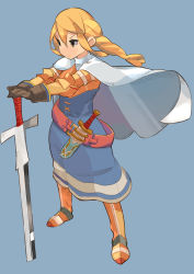 Rule 34 | 1girl, absurdres, agrias oaks, armor, blonde hair, braid, braided ponytail, breasts, class change, fgz, final fantasy, final fantasy tactics, gloves, highres, knight (fft), long hair, single braid, solo, sword, weapon