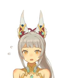 Rule 34 | 1girl, alternate hairstyle, animal ears, blush, cat ears, lobsterbaby99, long hair, looking at viewer, nia (blade) (xenoblade), nia (xenoblade), nintendo, niyah, ponytail, simple background, solo, spoilers, white background, xenoblade chronicles (series), xenoblade chronicles 2, xenoblade chronicles (series), xenoblade chronicles 2, yellow eyes