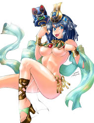 Rule 34 | 00s, 1girl, :p, ancient princess menace, blue eyes, blue hair, breasts, high heels, large breasts, matching hair/eyes, menace (queen&#039;s blade), menace (queen's blade), nekoguchi, queen&#039;s blade, revealing clothes, sandals, setra, shoes, short hair, solo, tongue, tongue out, underboob