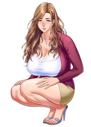 Rule 34 | 1girl, breasts, brown hair, cleavage, highres, huge breasts, long hair, mature female, tatsunami youtoku