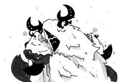 Rule 34 | 3girls, :d, antlers, coat, commentary request, greyscale, hair over eyes, heart, horns, latenight, monochrome, monster girl encyclopedia, multiple girls, open mouth, simple background, smile, snow, spoken heart, spot color, tail, wendigo (monster girl encyclopedia), white background