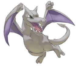 Rule 34 | aerodactyl, commentary, creature, creatures (company), english commentary, full body, game freak, gen 1 pokemon, grey eyes, nintendo, no humans, pinkgermy, pokemon, pokemon (creature), sharp teeth, signature, simple background, solo, teeth, white background