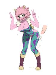 Rule 34 | 1girl, aftersex, antlers, ashido mina, black sclera, bodysuit, boku no hero academia, boots, breast slip, breasts, colored sclera, colored skin, cum, cum in pussy, cumdrip, disembodied penis, domino mask, fur-trimmed vest, fur trim, hetero, highres, horns, large breasts, leaning forward, light areolae, looking at viewer, mask, nipples, open clothes, open vest, penis, pepper0, pink hair, pink skin, purple skin, short hair, solo focus, standing, strapless, sweat, torn bodysuit, torn clothes, torn unitard, uncensored, unitard, vest, yellow eyes