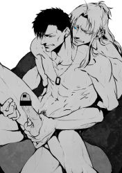 Rule 34 | 10s, 2boys, abs, anal, bara, censored, gangsta, handjob, male focus, male penetrated, monochrome, multiple boys, muscular, nicolas brown, nude, pectorals, penis, source request, testicles, undressing, worick arcangelo, yaoi
