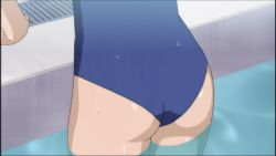 Rule 34 | 1girl, animated, animated gif, ass, barefoot, female focus, pool, saki (manga), solo, swimsuit, water, wet