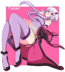 Rule 34 | 1girl, ahoge, animal ears, anklet, bare shoulders, black jacket, blush, bracelet, breasts, character name, commentary, detached sleeves, dress, full body, hair ornament, highres, hood, hoodie, jacket, jewelry, legs, long hair, long sleeves, looking at viewer, low twintails, open clothes, open jacket, open mouth, pink background, purple eyes, purple hair, purple thighhighs, rabbit ears, rune (ru-nn), see-through, short hair with long locks, simple background, small breasts, solo, strapless, strapless dress, striped clothes, striped thighhighs, thighhighs, thighs, tube dress, twintails, unworn jacket, vocaloid, voiceroid, yuzuki yukari, zettai ryouiki
