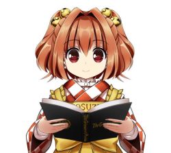 Rule 34 | 1girl, :d, :o, ^ ^, animated, bad id, bad pixiv id, bell, book, closed eyes, hair bell, hair ornament, holding, holding book, huge filesize, kisaragi zwei, looking at viewer, looking to the side, motoori kosuzu, open mouth, orange hair, red eyes, short hair, simple background, smile, solo, speech bubble, touhou, two side up, ugoira, upper body, video, white background