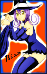 Rule 34 | 00s, blair (soul eater), breasts, cat, purple hair, soul eater, witch, yellow eyes