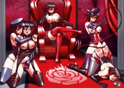 Rule 34 | 5girls, ahegao, alternate costume, animal ears, artist name, ass, bdsm, black hair, bondage, boots, bound, breasts, breasts out, bustier, clothed sex, dildo, doggystyle, dominatrix, drooling, femdom, fingering, gloves, grey eyes, hat, jadenkaiba, latex, latex gloves, latex legwear, medium breasts, multiple girls, nipples, peaked cap, red hair, ruby rose, rwby, selfcest, sex, sex from behind, sex toy, short hair, strap-on, tagme, text focus, thighhighs, uncensored, underwear, whip, yuri