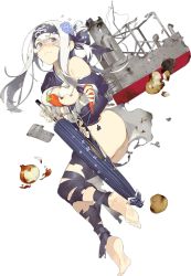 Rule 34 | 10s, 1girl, ainu clothes, akira (kadokawa), anchor, bandages, bandana, basket, black thighhighs, blue eyes, box, breasts, dress, full body, fundoshi, headband, japanese clothes, kamoi (kancolle), kantai collection, looking at viewer, machinery, official art, open mouth, ponytail, sideboob, sidelocks, solo, thighhighs, torn clothes, transparent background, umbrella, underwear, white hair
