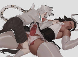 Rule 34 | 2boys, abs, animal ears, arknights, ass, blush, cock ring, dark-skinned male, dark skin, erection, groping, happy sex, highres, imminent penetration, josou seme, large pectorals, legs apart, licking, licking nipple, long hair, lying, male ass, male focus, male lactation, male lingerie, male underwear, milk, multiple boys, muscular, muscular arms, muscular legs, muscular male, muscular uke, nipple stimulation, nipples, on back, pale skin, pectorals, penis, perineum, qi hui, sex toy, shiny skin, shota seme, size difference, smaller dominant, spread legs, sucking male nipple, tail, testicles, thighhighs, thighs, toned, toned male, toned stomach, uncensored, underwear, white hair, yaoi