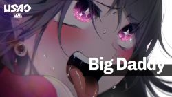 Rule 34 | + +, 1girl, ahegao, artist request, black hair, close-up, copyright request, earrings, english text, eyes visible through hair, hair between eyes, jewelry, messy hair, smile, sweat, tagme, tongue, tongue out, white background