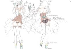 Rule 34 | 1girl, absurdres, concept art, double v, hair ornament, highres, jewelry, multiple views, original, panties, peace keeper daisy, ribbon, smile, thighhighs, tony taka, turnaround, twintails, underwear, v