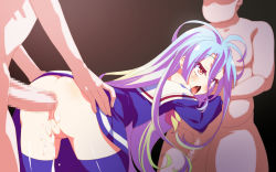 Rule 34 | 10s, 1girl, 2boys, ahegao, anal, ass, ass grab, censored, cum, highres, multiple boys, no game no life, open mouth, penis, poncho s, pussy, rape, shiro (no game no life), source request