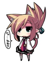 1girl animal_ears bad_id bad_pixiv_id blonde_hair cat_ears cat_tail chibi crazy_developers extra_ears female_focus green_eyes marine_(crazy_developers) necktie original pointy_ears solo tail