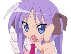 Rule 34 | 00s, 1girl, hiiragi kagami, long hair, looking at viewer, lucky star, open mouth, simple background, solo, vector trace, white background
