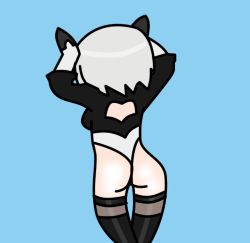 Rule 34 | 1girl, 2b (nier:automata), animated, animated gif, ass, ass shake, blindfold, blue background, breasts, cleavage, cleavage cutout, clothing cutout, darkwin17, nier:automata, nier (series), self-upload, simple background, solo