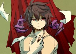 Rule 34 | 1boy, adjusting clothes, bad id, bad pixiv id, black hair, cape, darren shan, expressionless, hyakkuri, male focus, necktie, outstretched hand, red eyes, short hair, solo, the saga of darren shan, vampire