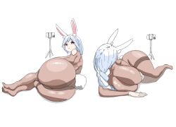 ass bodysuit breasts gentlyfluid huge_ass huge_breasts lying multiple_views pekomama rabbit_ears rabbit_tail short_eyebrows