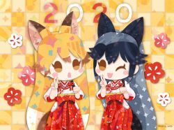 Rule 34 | animal ears, ezo red fox (kemono friends), gloves, kemono friends, kemono friends 2, kemono friends 3, kikuchi milo, necktie, school uniform, shirt, silver fox (kemono friends), skirt, tail